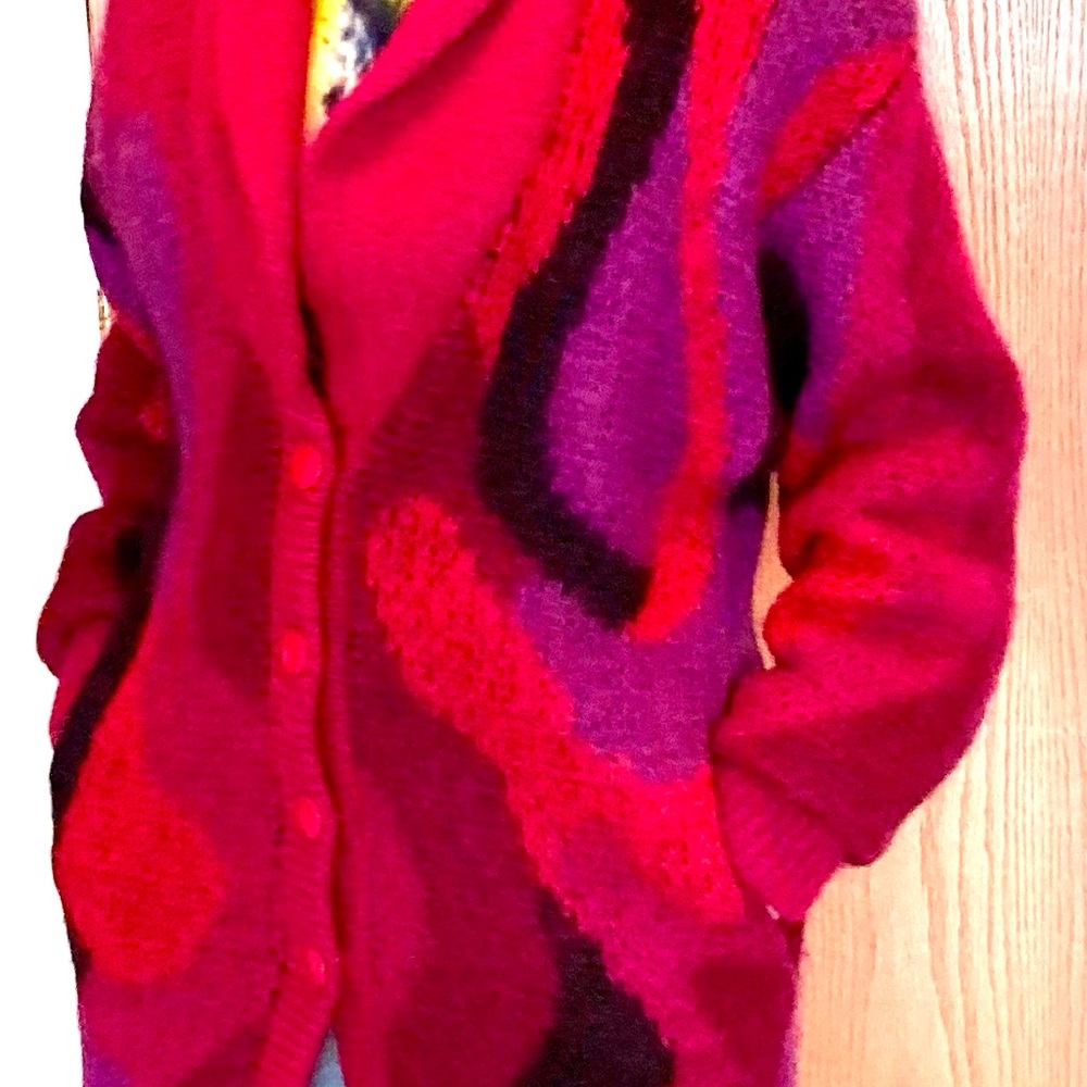 Women's Red and Purple mohair cosy warm coat Sweater